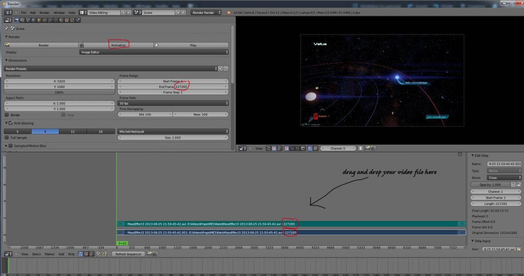 Dragging your video to Blender